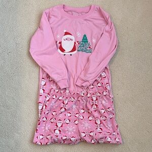 Youth Girls Pink Santa Kids Pajama Set